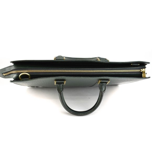 LOUIS VUITTON: Baltik Green "Taiga" Leather "LV" Portfolio/Laptop/Briefcase (ou) - Picture 9 of 12